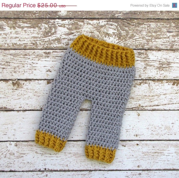 On Sale Newborn Baby Pants, Gray and Mustard Pants, Photo Prop