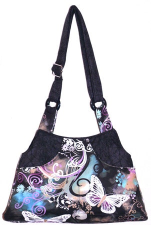 Butterfly Butterflies Filigree Adj Strap Hipster Purse