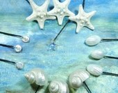 Bridal Bobby Pins - Mermaid's Pearly Bridal  Treasure - Starfish Seashell Pearl Bobby Pins