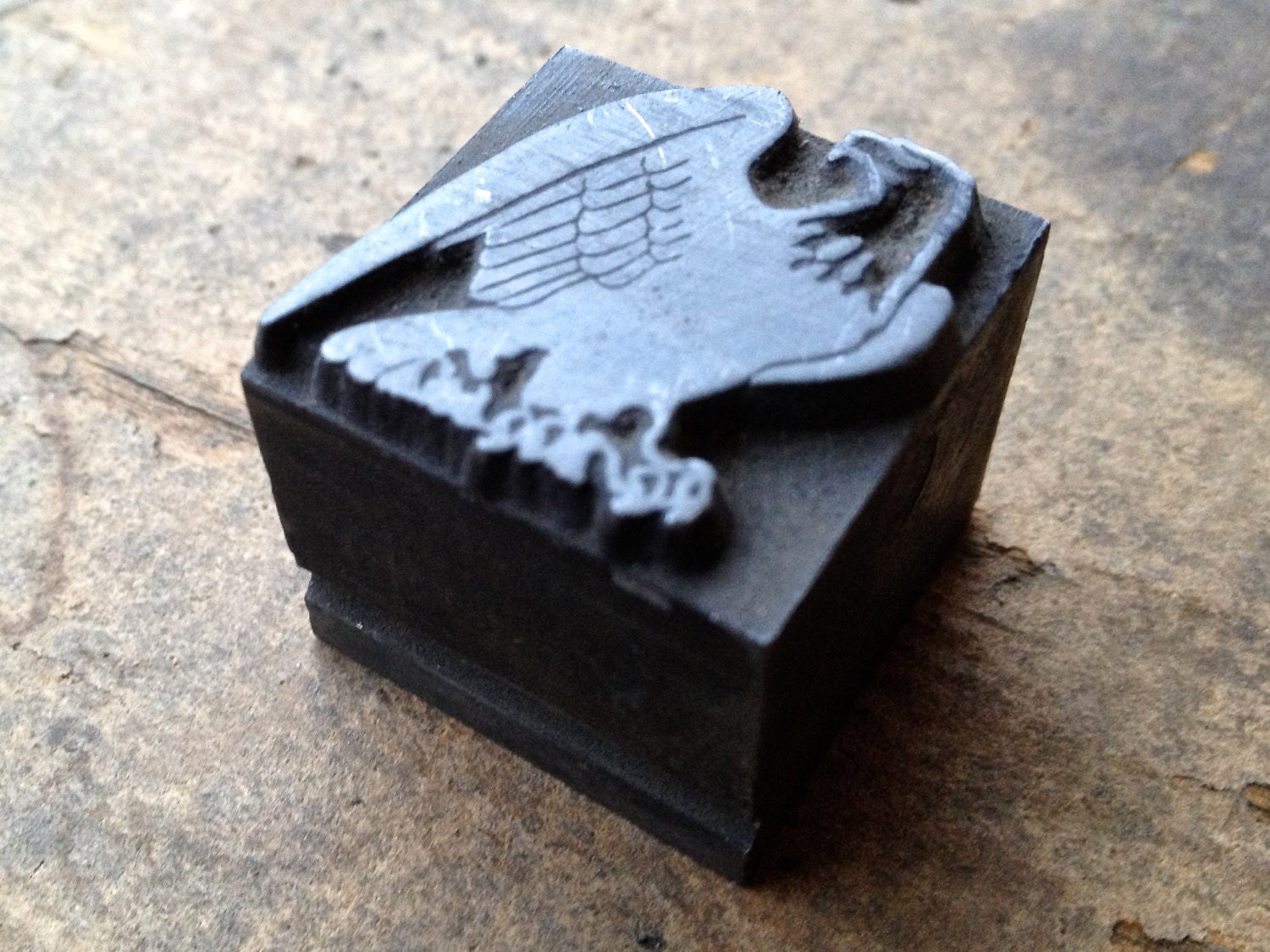 Vintage all Metal PRINTERS BLOCK - Bald Eagle