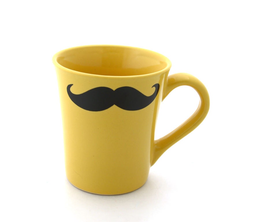 Mustache Mug Moustache Mug Yellow Double Sided Kiln Fired