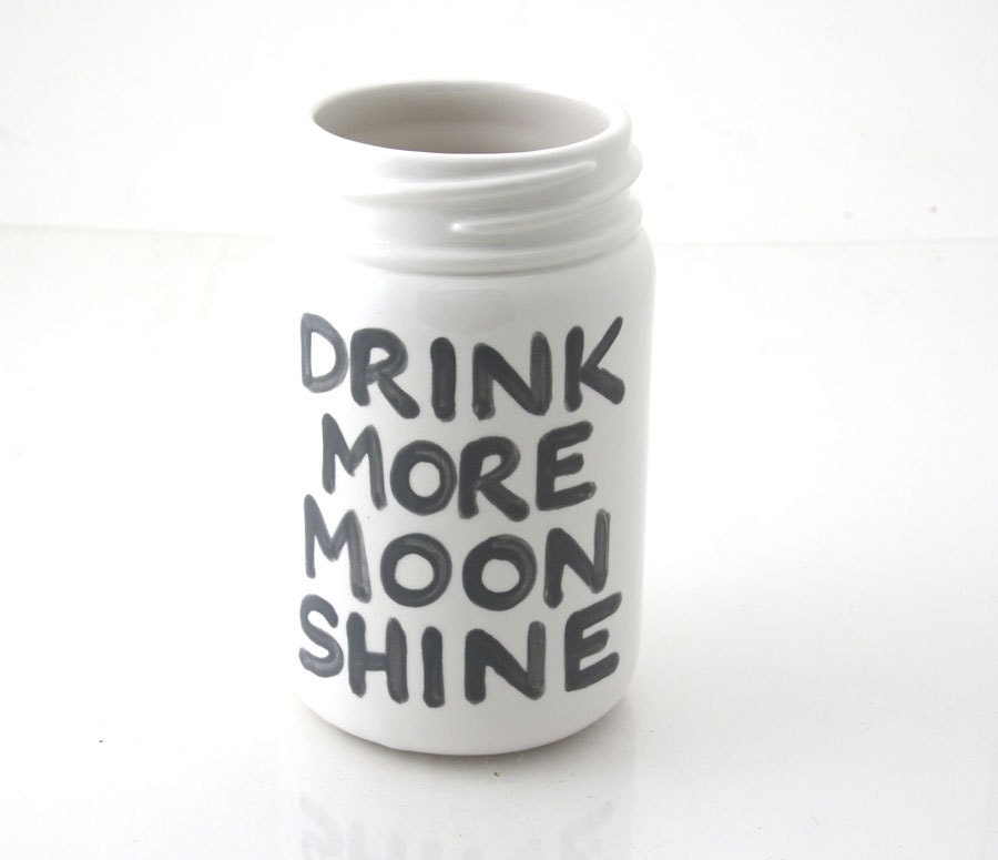 Mason Jar Ceramic Vase Funny Gift Drink More Moonshine