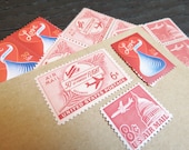 LOVE .. Kisses .. UNused Vintage Postage Stamps  .. post 5 letters