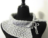 Hand Knit Organic Cotton Cabled Collar Cowl Capelet in Silver Gray, Also Available in Other Colors