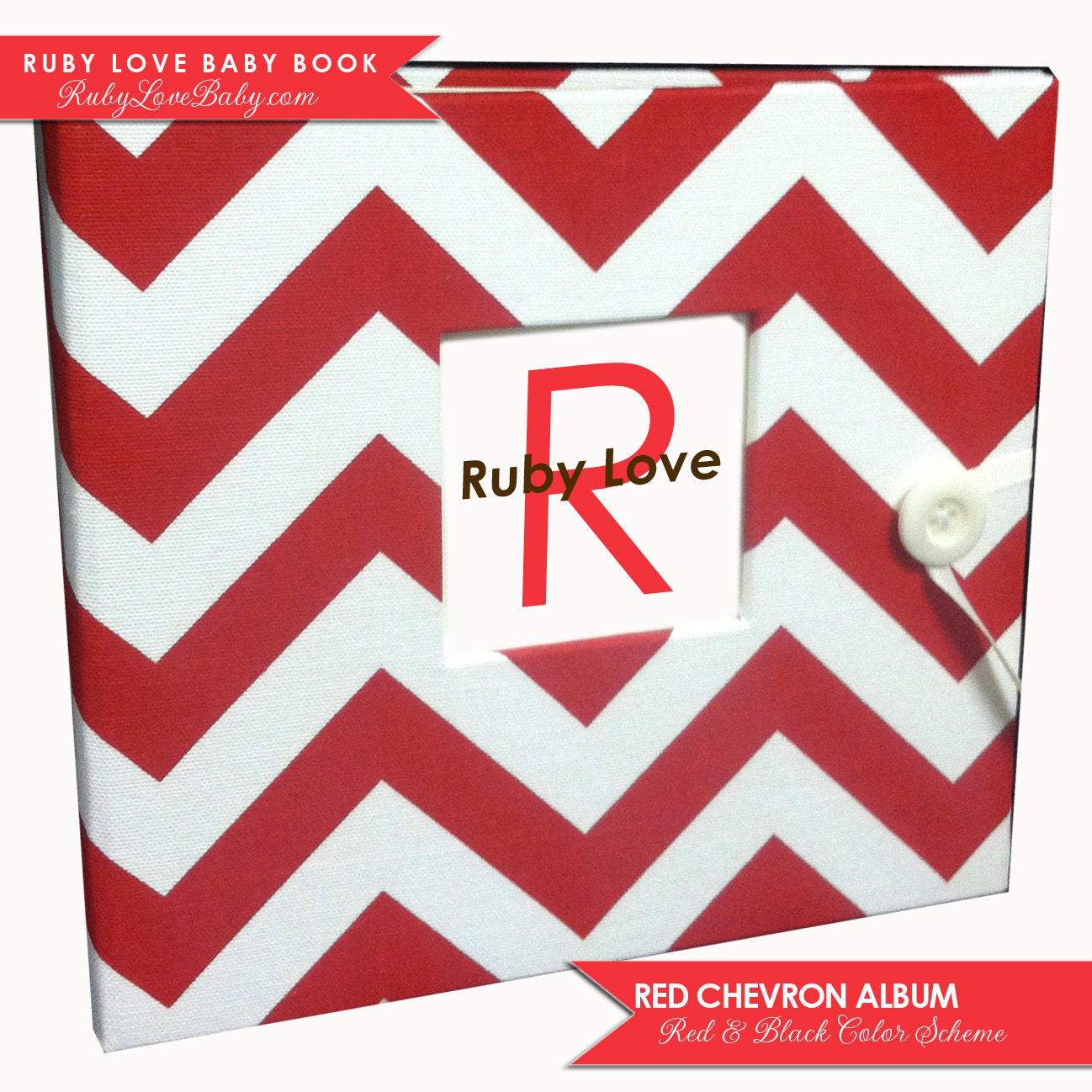 Brand New// Spring 2013 Red Chevron Album . Ruby Love Modern Baby Book