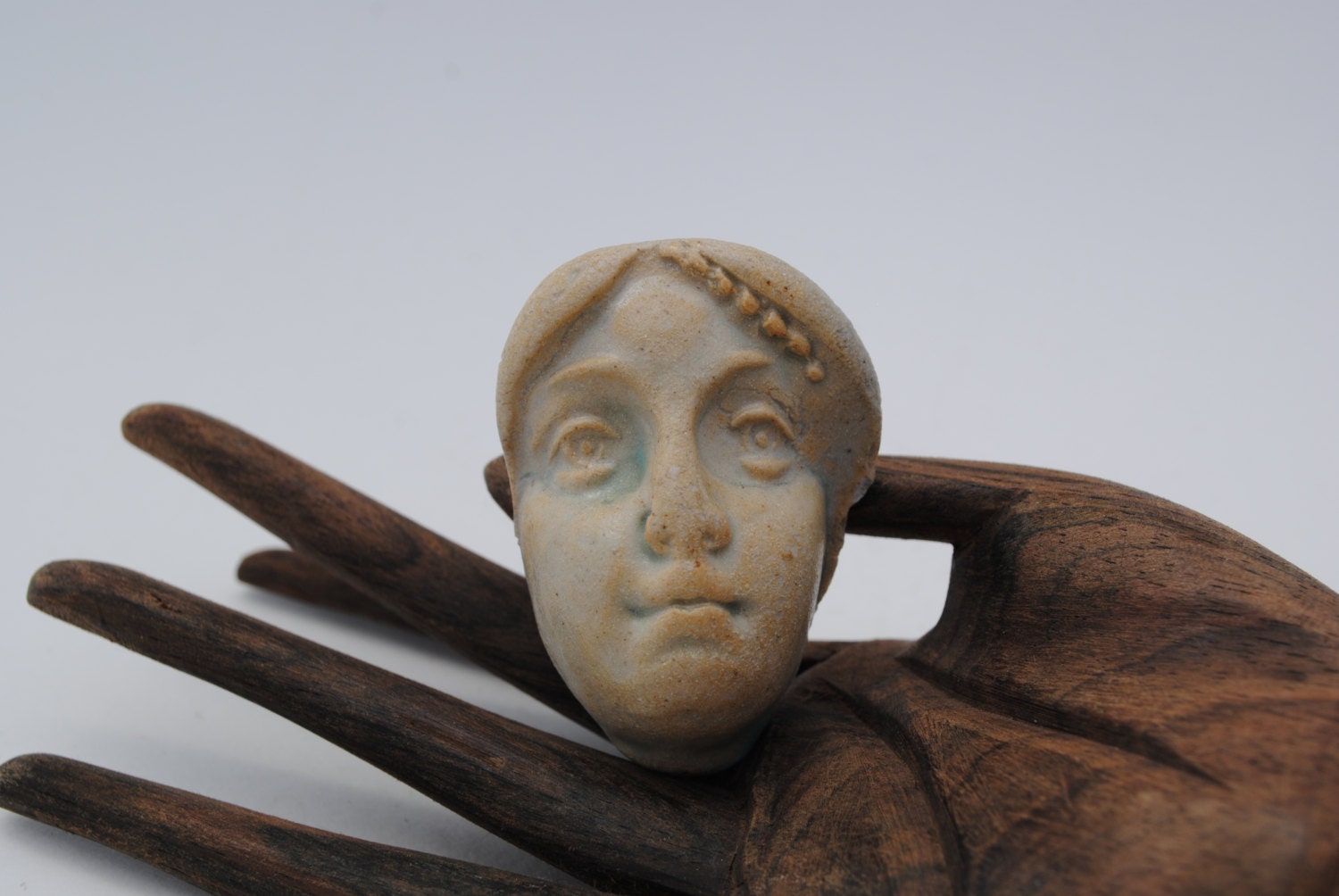 ceramic cabochon face cab little clay mask miniature cameo