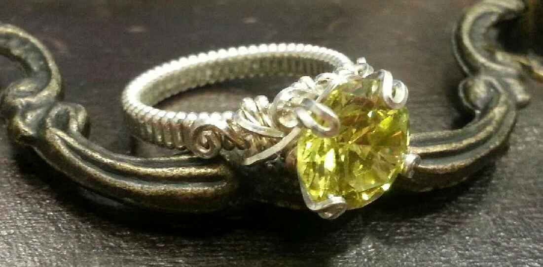 Sterling Silver Ring, Cubic Zirconia, CZ, Spring, Yellow, Colorful, Cocktail, Elegant, Trending