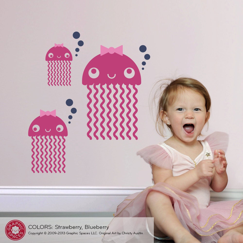 Kids Jelly Fish Wall Decals: Underwater Ocean Nursery