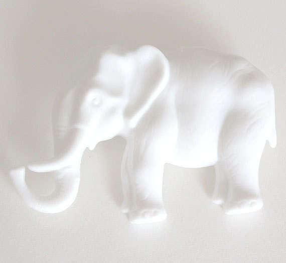 Large pure white elephant resin brooch