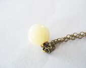 Vintage Mother of Pearl Drop Pendant Necklace 12K Gold Filled Chain Creamy Glow