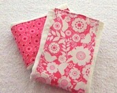 SALE Girl Burp Cloths - Pink & White - set of 2