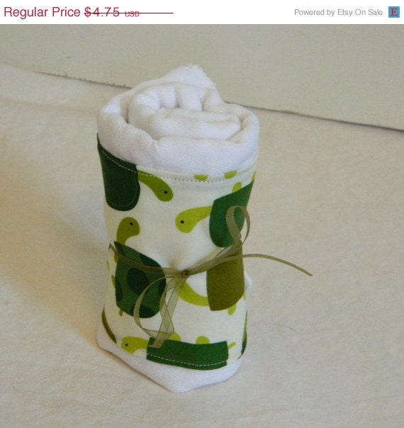 SALE Boy Burp Cloth - Green Turtles on Cream
