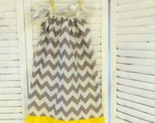 SALE Gray & Yellow Chevron Dress- newborn - 3T - ready to mail