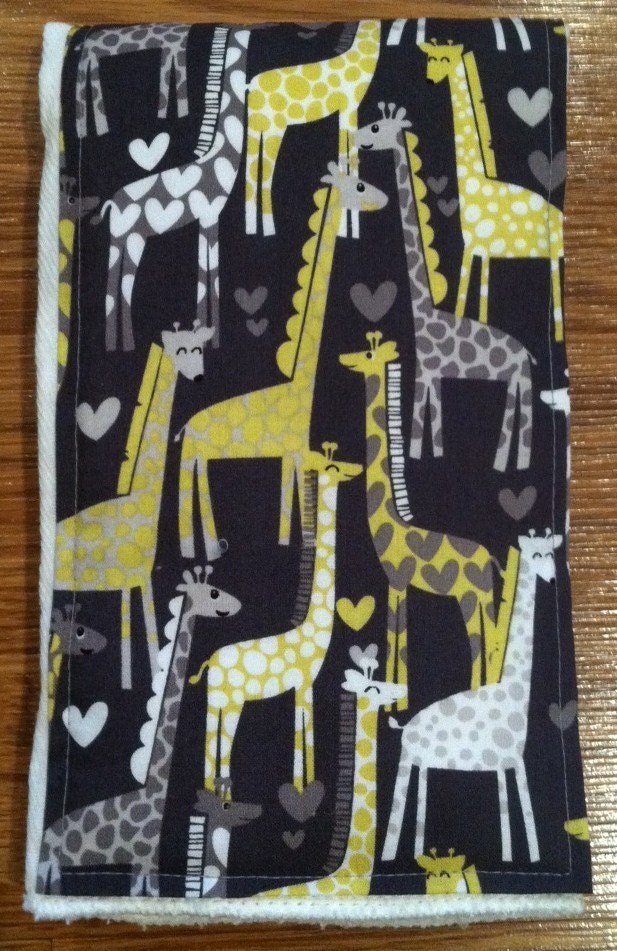 Burp Cloth- Gray and Yellow Giraffes