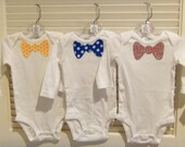 NEW fabric choices- Little Guy Bowtie Onesie- FREE SHIPPING when you order any 3 or more onesies/tshirts from my shop