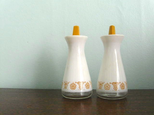 Vintage Pyrex Butterfly Gold Salt and Pepper Shakers
