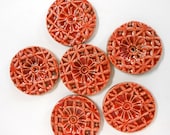 Six Tangerine Decorative Mosaic Tiles