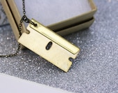 Razor Blade Necklace Brass