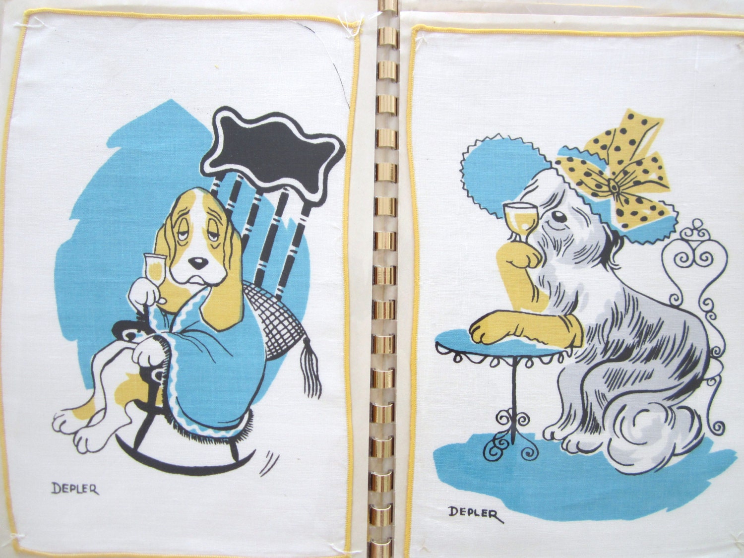 Vintage DOGS Cocktail Napkin COMPLETE Set Depler 1950s