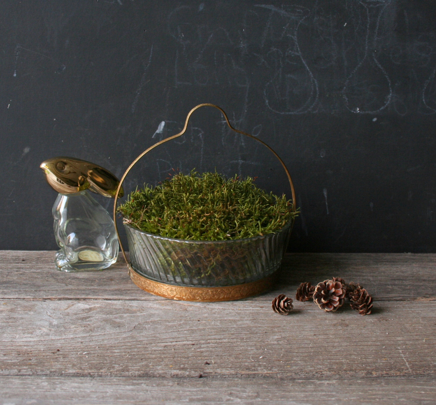 Vintage Candy Dish Terrarium With Moss From Nowvintage on Etsy