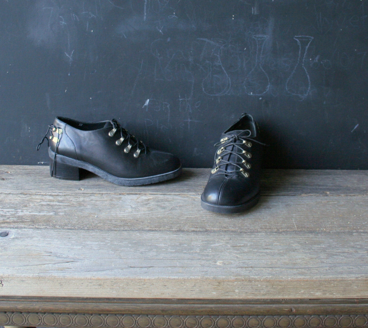 Vintage 90s Shoes Black Leather Women Size 6.5 From Nowvintage on Etsy