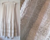 Vintage 1900s White Skirt, Antique Petticoat, Edwardian Slip, Victorian Fashion, Cotton Clothing
