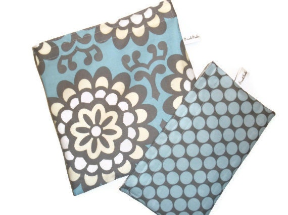 Sandwich and Snack Sak - Sky Wallflower / Slate Full Moon Polka Dot