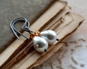 Pearl earrings, South Sea shell pearl, sterling silver, wedding jewelry - New Beginnings