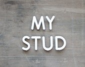My Stud - Vintage Push Pin Letters - Sign - Men - Rustic - Love - White - Letters - Supplies - Home Decor