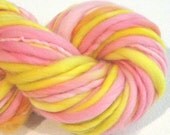 Thick N Thin Handspun Yarn Beach Girl 66 yds pink yellow orange yarn waldorf doll hair knnitting supplies crochet supplies