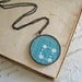 Blue Green Vintage Hanky Glass Necklace
