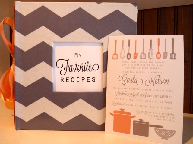 Chevron Recipe Shower Package: Recipe Album and Printable Shower Invitation and 50 Recipe Card, pick your fabric and colors