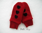 Women's Felted Mittens - Sweet Red - Fully Lined - Recycled Wool Sweater - by FeltSassy