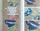 Tea Cups Freestyle Machine Embroidery pdf pattern