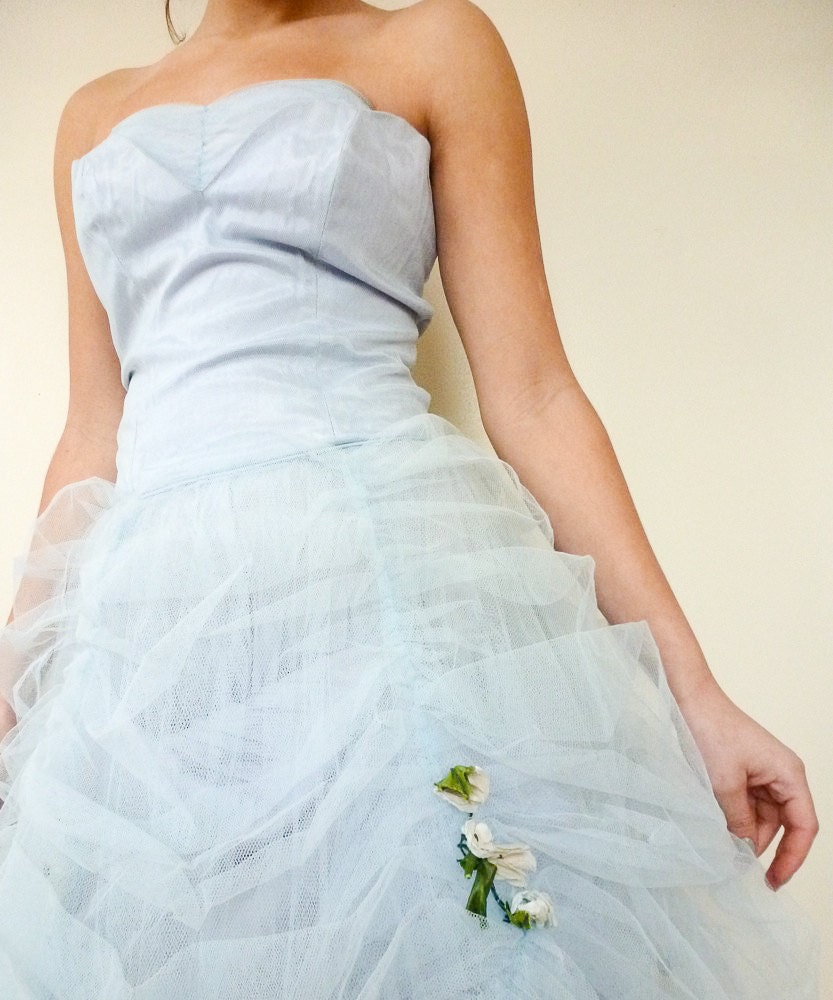 50s Dress . 50s Prom . Fairy Dress . Powder Blue . 1950s Party Dress . Tulle