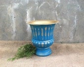 Upcycled - Tantalizing Turquoise - Vintage Glass - Architectural Urn - Planter - Vase - Funky BOHO Rustic Farmhouse CHIC