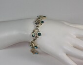 Vintage Green AB Rhinestone Bracelet Gold Tone Metal