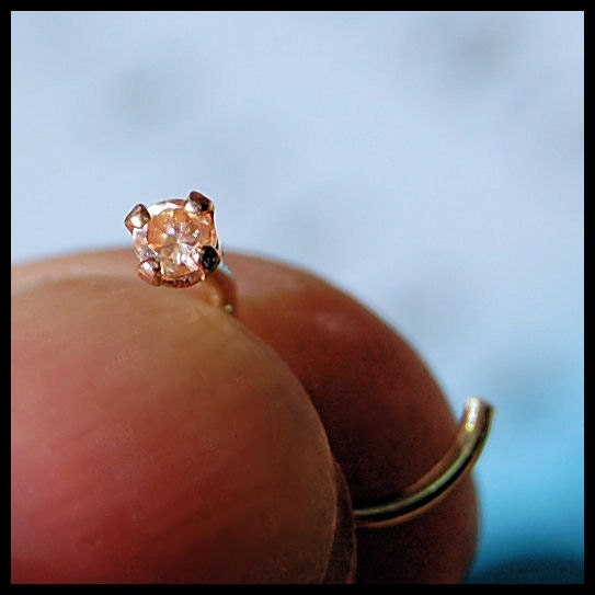 NEW ITEM - 2mm Champagne Diamond Style Nose Stud set in yellow gold fill - CUSTOMIZE