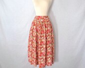 1980s Vintage Floral Rayon Midi Skirt Benetton - Medium