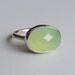 Chalcedony Ring Sterling Silver Faceted Yellow Green Stone Ring
