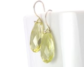 Lemon Quartz Earrings in Sterling Silver, Sunny Yellow Gemstone Drop Earrings