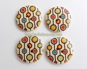 Wooden Buttons - Nordic Spring Color Polka Dots Chain (4 in a set)