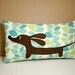 Dachshund Wiener Dog Pillow - Doxie in the Cool Whimsy Leaves