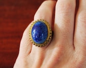 Vintage 1970's Blue Pebble Ring