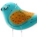 Fused Glass Aqua Bird Windchime, Suncatcher (Aqua and orange)