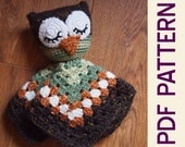 Amigurumi Sleepy Owl Security Blanket Lovey PDF Crochet Pattern