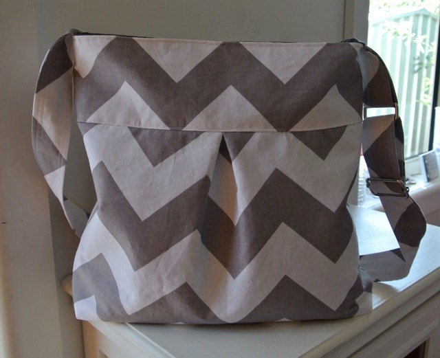 Chevron Grey Smaller Hobo Bag