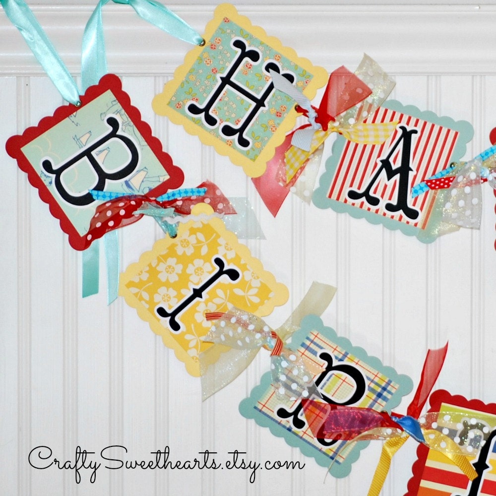 Happy Birthday Banner Sweet and Shabby Vintage Goodness Seaside Nautical Beach Cottage Il_170x135