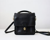 coach bag - vintage black leather coach messenger bag