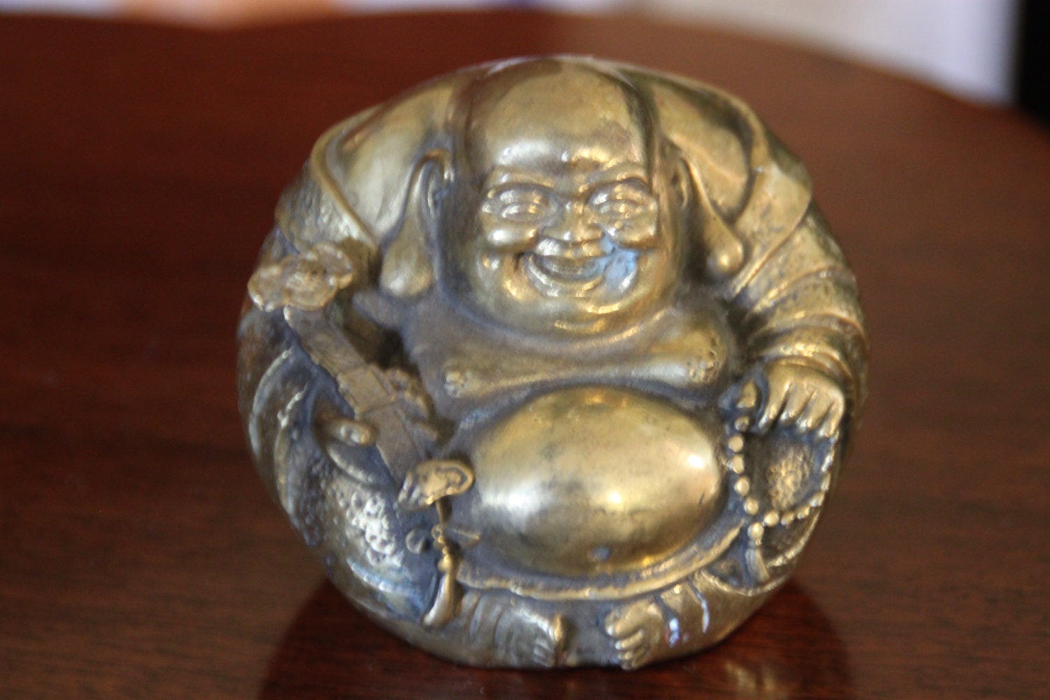 Vintage Brass Laughing Buddha Figure